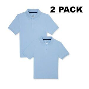 Wonder Nation Boys School Uniform Pique Polo Shirts with Short Sleeves, 2-Pack